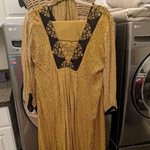 Indian Pakistani Viscose Rayon Mustard Frock